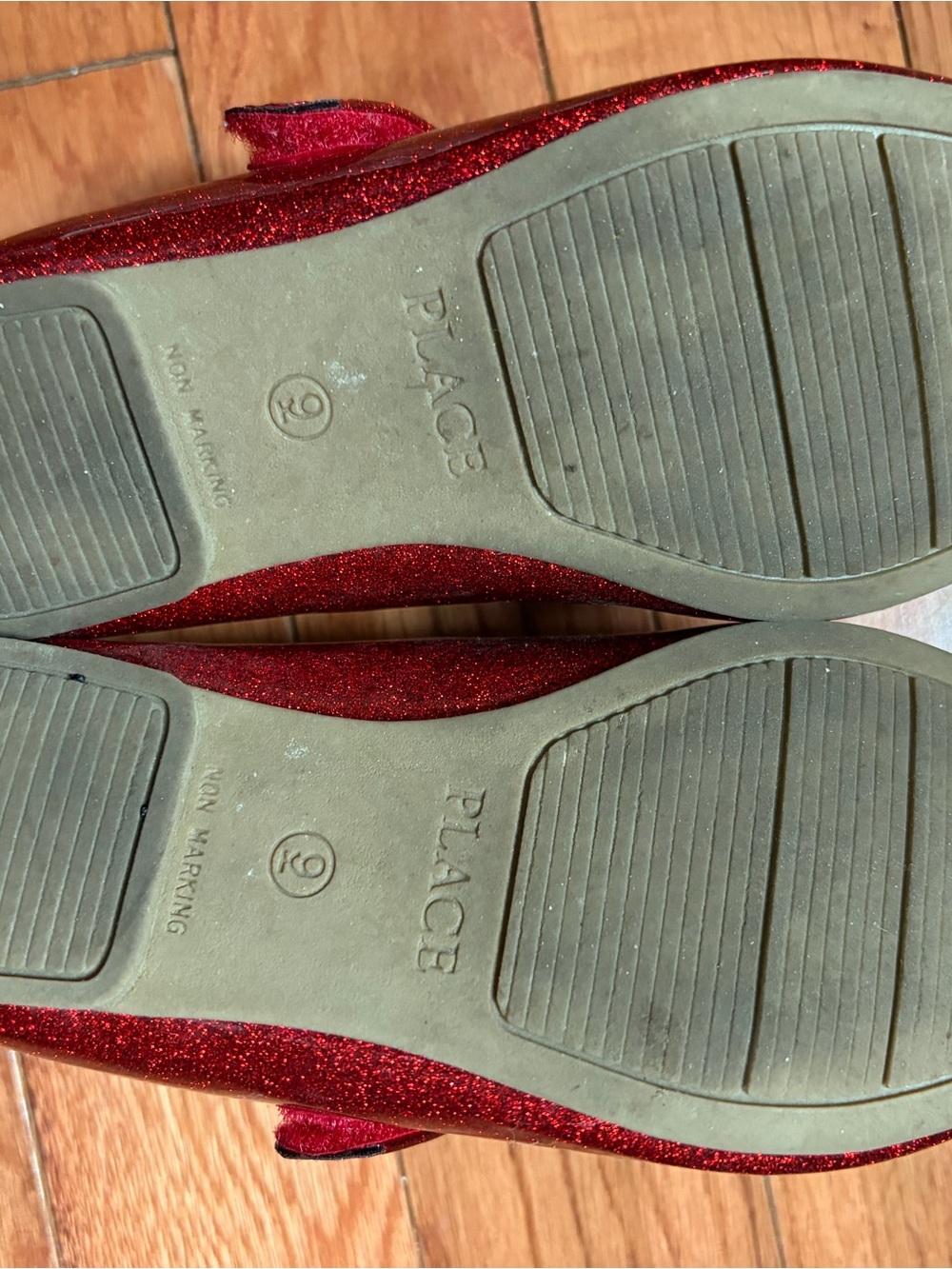 Place Red Glitter Mary Jane Dress Shoes with Pearl Strap - Picture 3 of 3